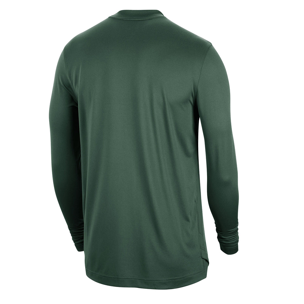 Detroit Pistons Nike City Edition 2022-23 Pregame Long Sleeve 313 T-Shirt in Green - Back View