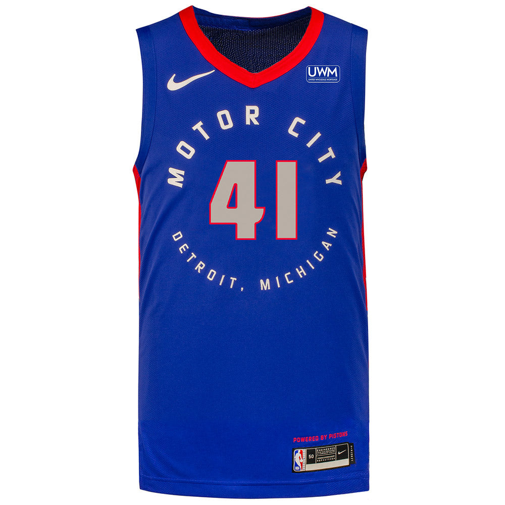 Saddiq Bey Nike City Edition Swingman Jersey in Blue - Front View