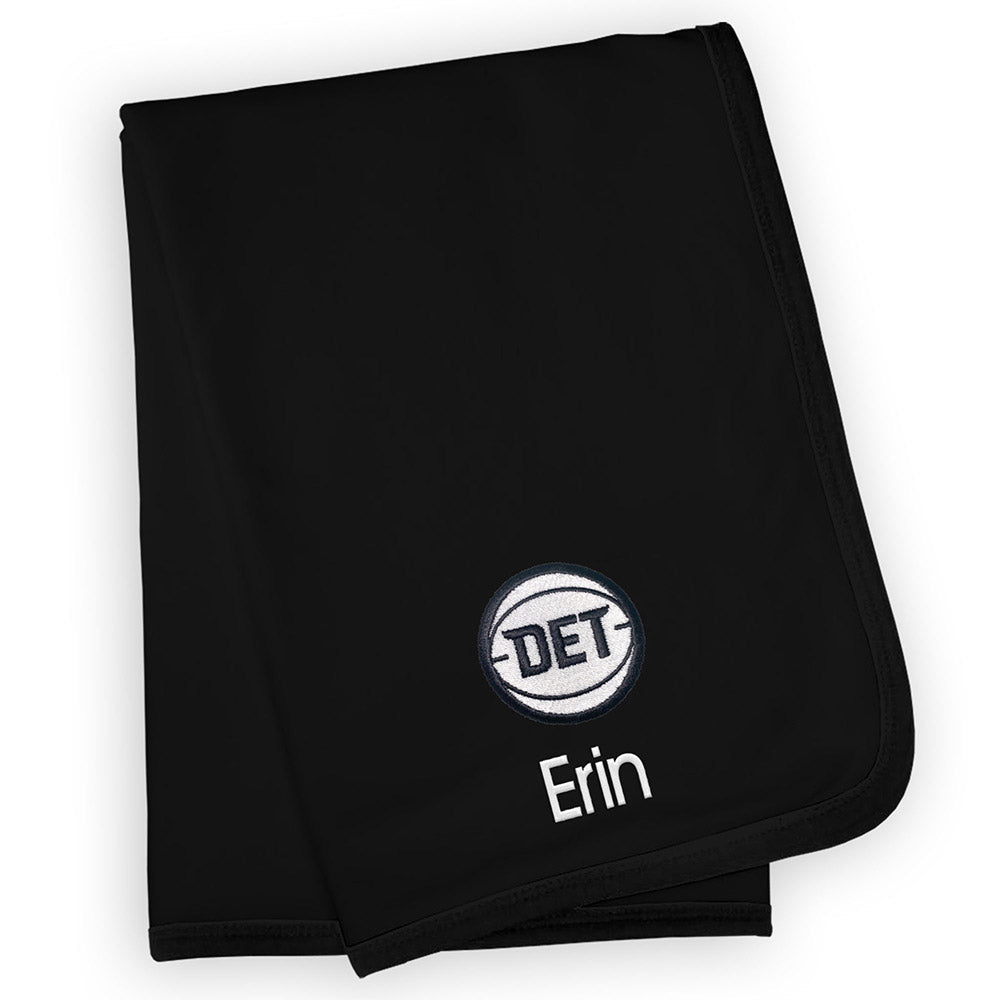 Detroit Pistons Personalized DET Black Blanket