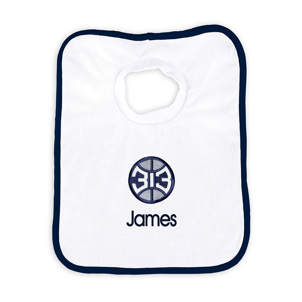 Detroit Pistons White 313 Personalized Pullover Bib