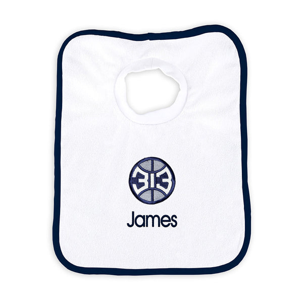 Detroit Pistons White 313 Personalized Pullover Bib in White - Front View