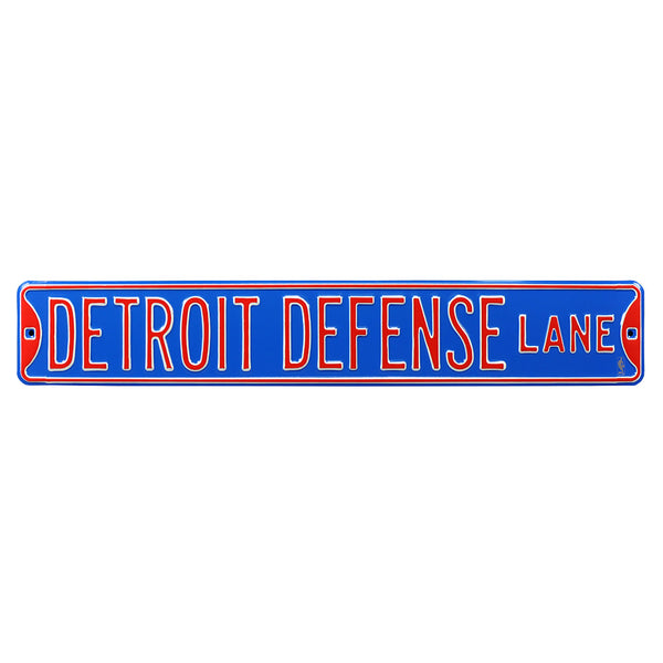 Detroit Pistons Steel Detroit Defense Lane Street Sign in Blue and Red - Front View