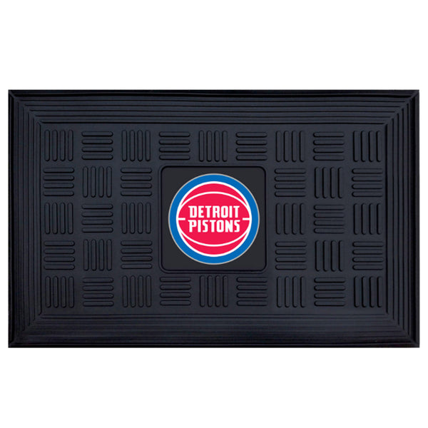 Pistons Medallion Door Mat in Black - Front View