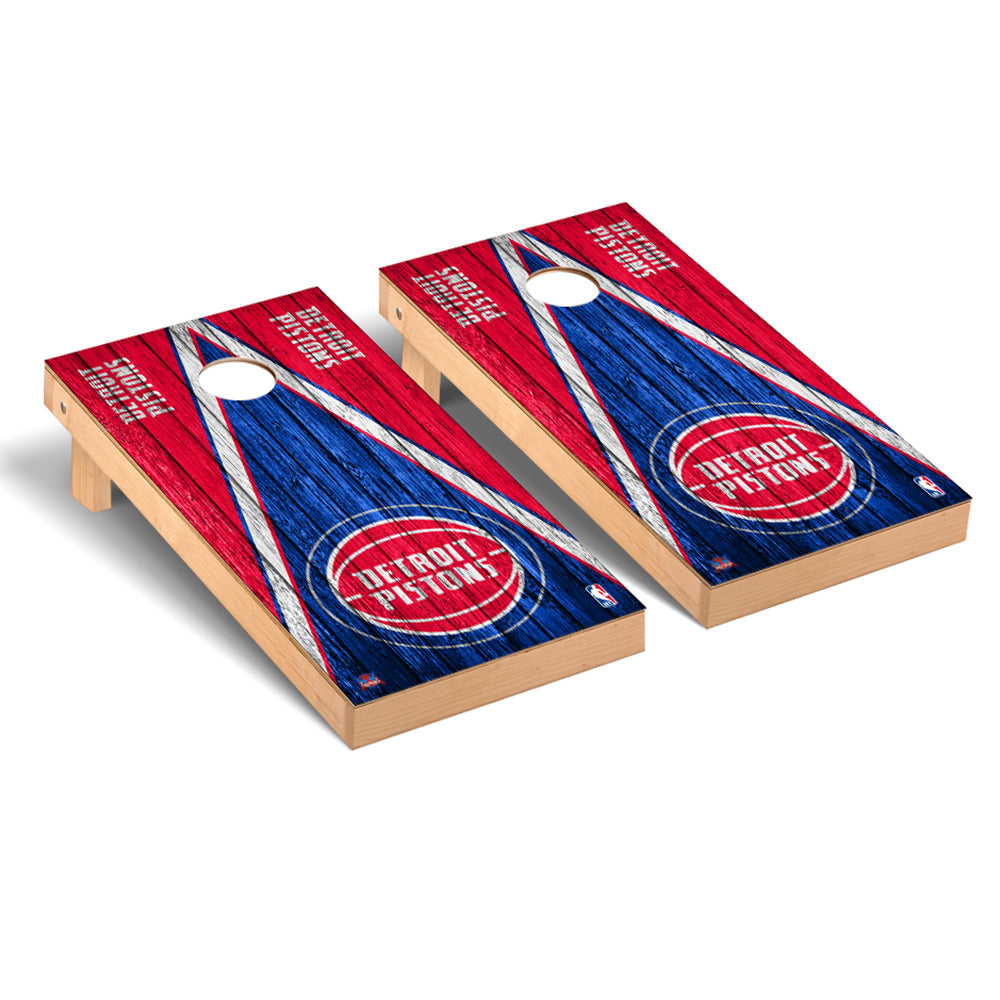 Detroit Pistons Regulation Cornhole Game Set Triangle Weathered Version