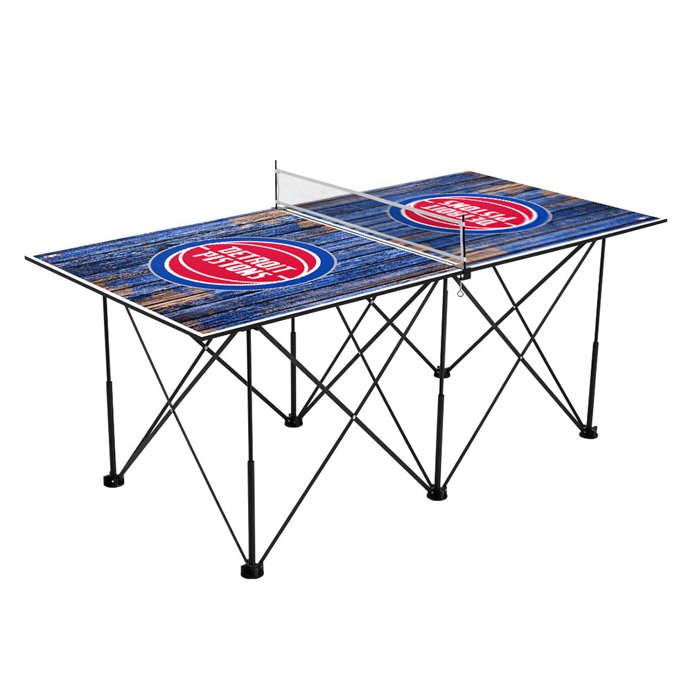 Detroit Pistons Pop Up Table Tennis 6ft Weathered Design
