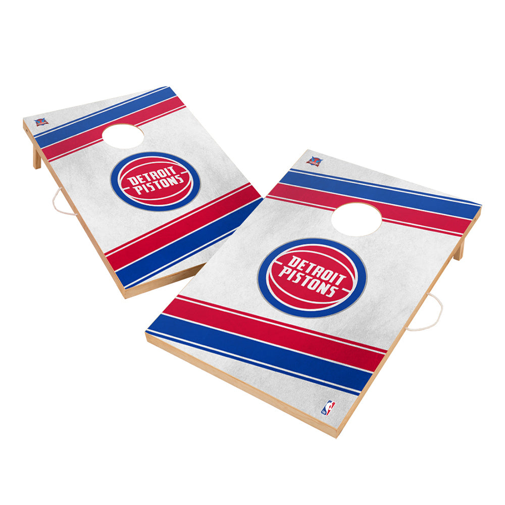 Detroit Pistons Solid Wood 2x3 Cornhole Diagonal Stripe Design