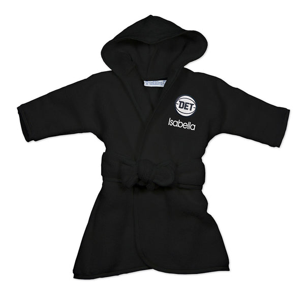 Detroit Pistons Black Personalized DET Infant Robe in Black - Front View