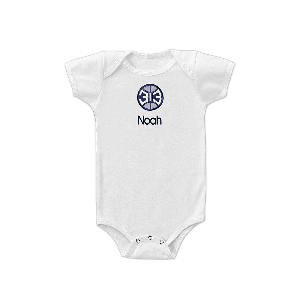 Infant Detroit Pistons 313 Personalized White Onesie