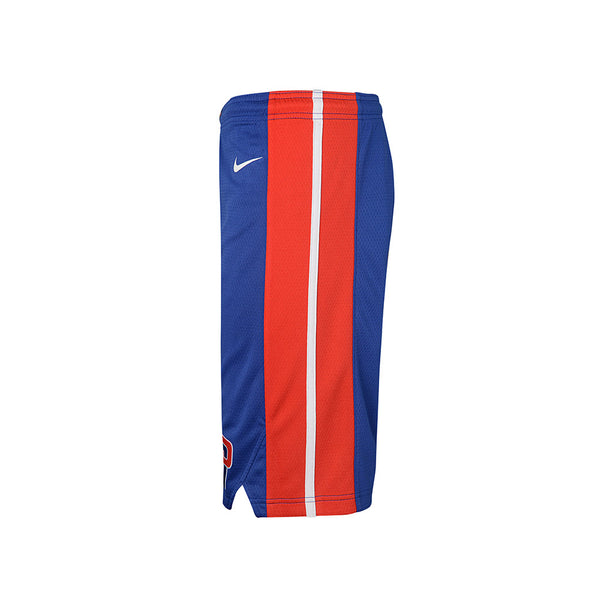 Youth Nike Pistons Swingman Icon Basketball Shorts in Blue - Side View
