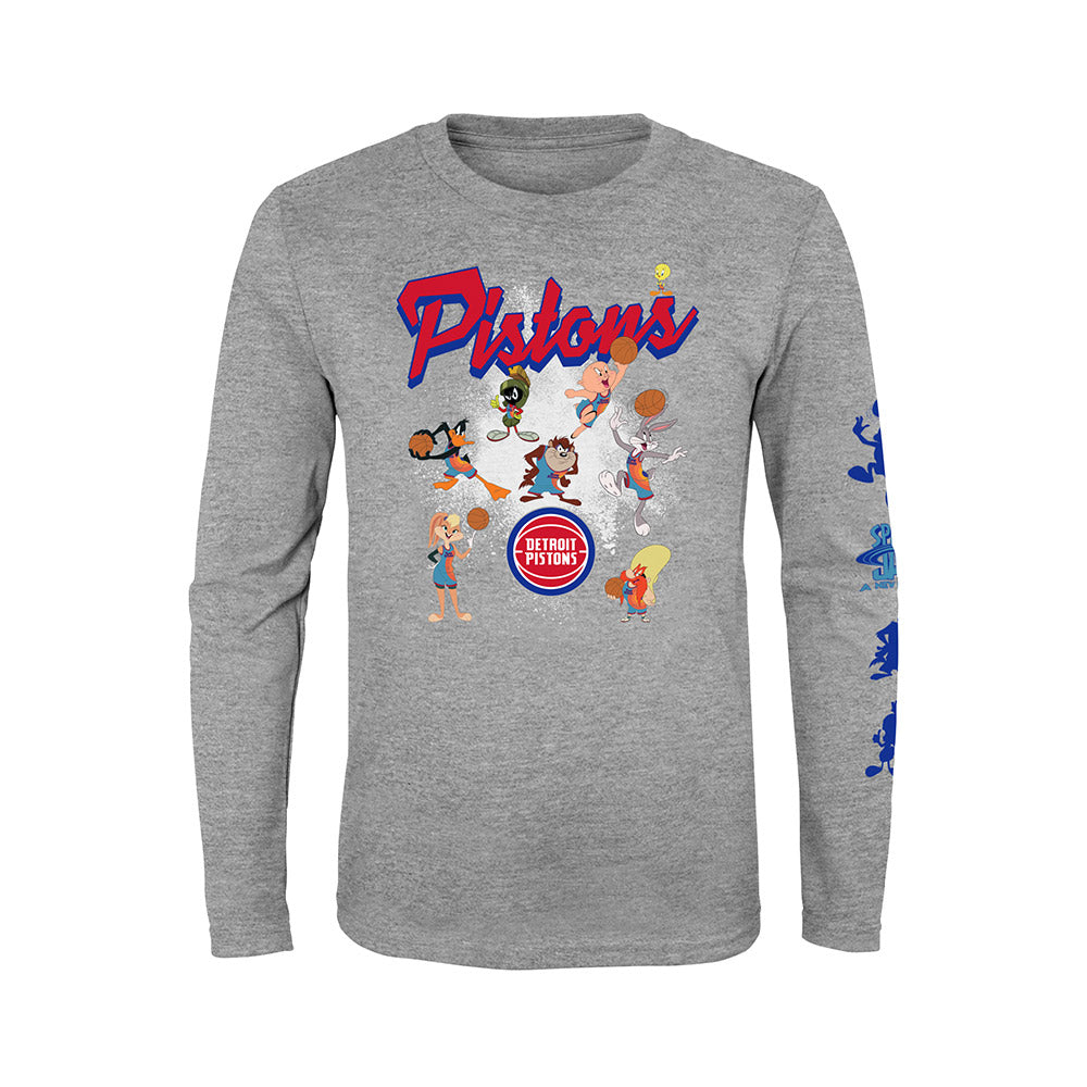 Youth Outerstuff Space Jam Long-Sleeve T-Shirt in Gray - Front View