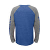 Youth Outerstuff Pistons Fadeaway Long Sleeve T-Shirt in Blue and Gray - Back View