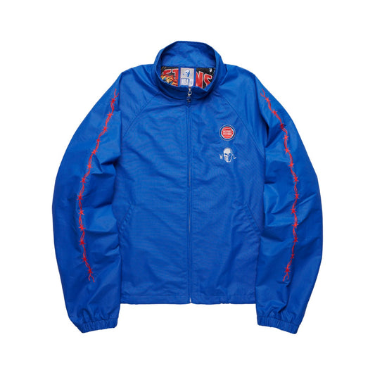 Warren Lotas x Detroit Pistons Barbed Wire Full Zip Jacket in Blue - Front View