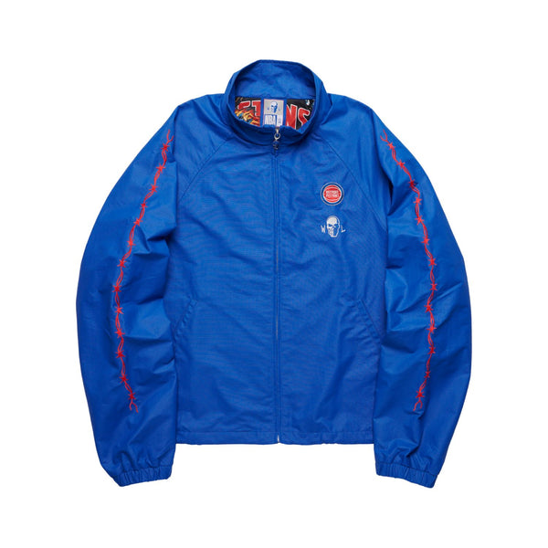 Warren Lotas x Detroit Pistons Barbed Wire Full Zip Jacket in Blue - Front View