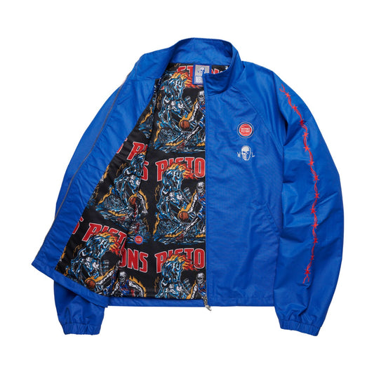 Warren Lotas x Detroit Pistons Barbed Wire Full Zip Jacket in Blue - Interior View