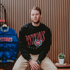 Model Wearing Detroit Pistons Wave Crewneck Sweatshirt 