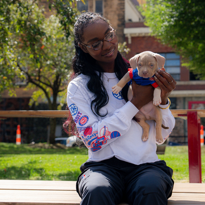 Ladies Detroit Pistons WEAR By Erin Andrews Celebration Long Sleeve T-Shirt