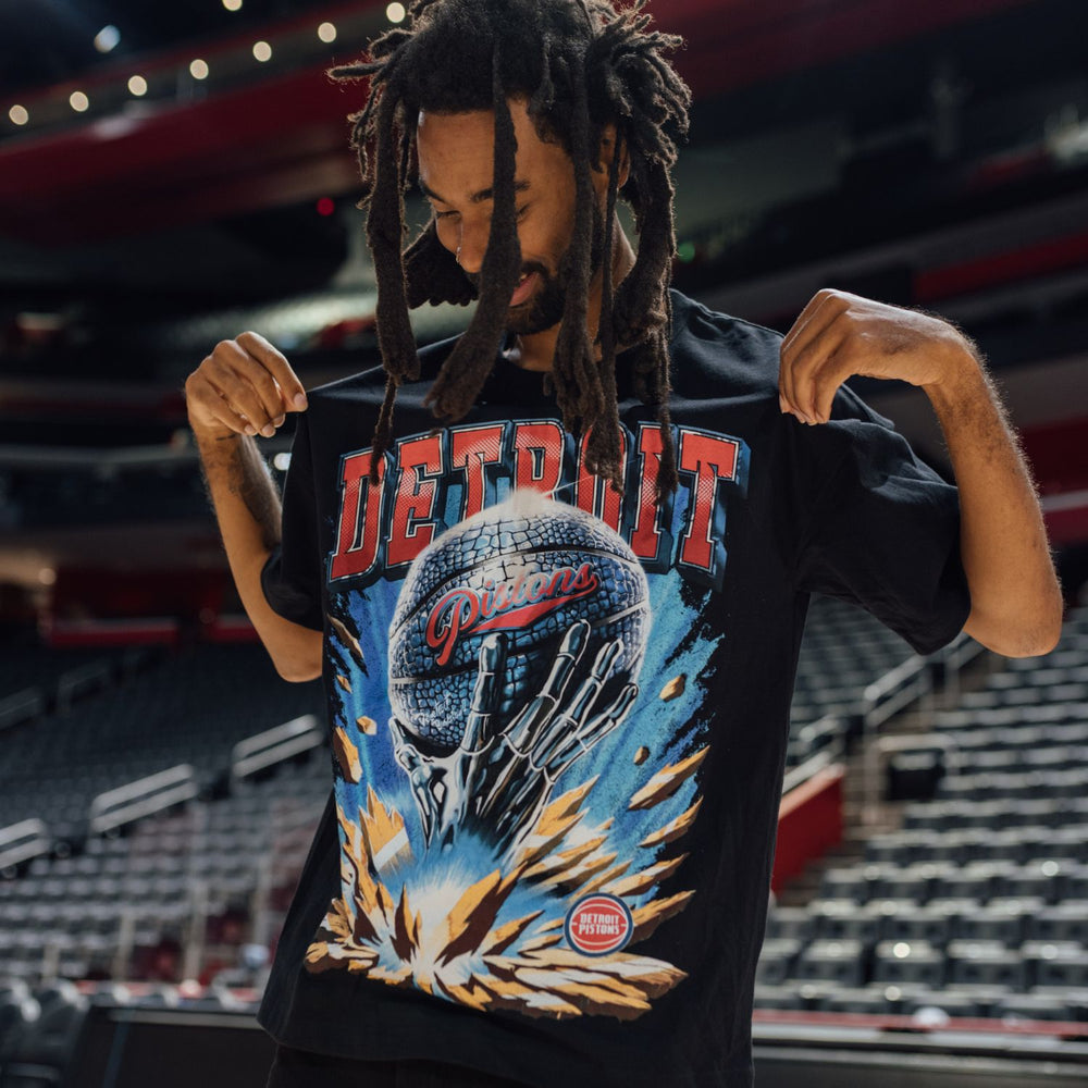 Model Wearing Detroit Pistons No Caller ID Kiwiclo Gator T-Shirt - Front View