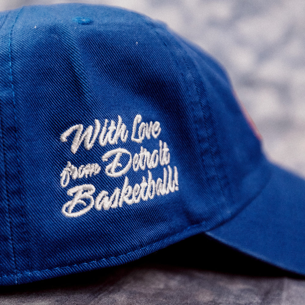 Detroit Pistons 47 Brand Whatupdoe Cleanup Hat in Blue - Right Side Embroidery View "With Love from Detroit Basketball!"