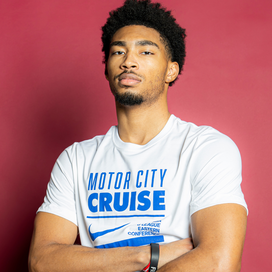 Motor City Cruise Nike Globe Dri-Fit T-Shirt in White - Front View
