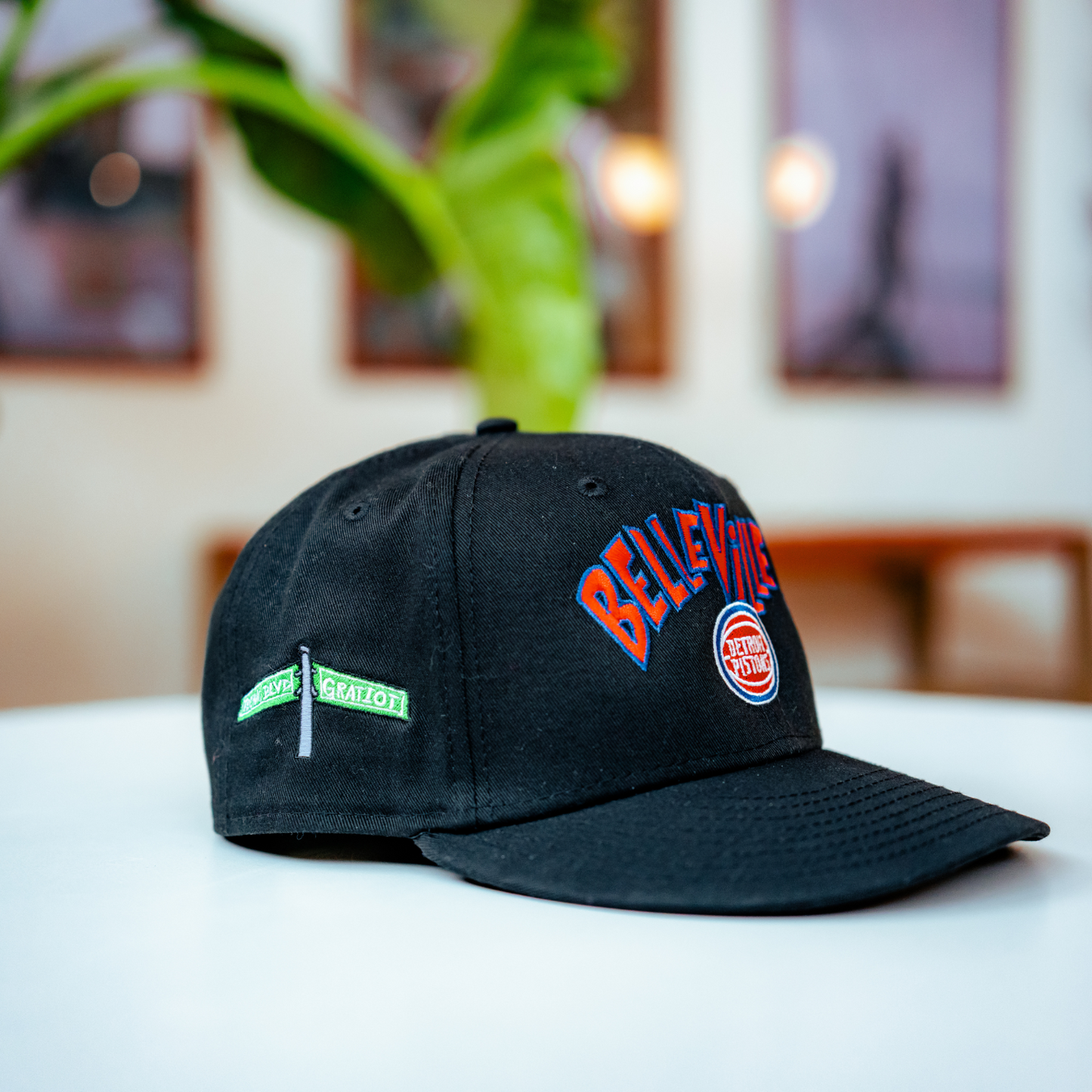 Detroit Pistons The Belleville Three New Era 5950 Hat in Black - Front Right View