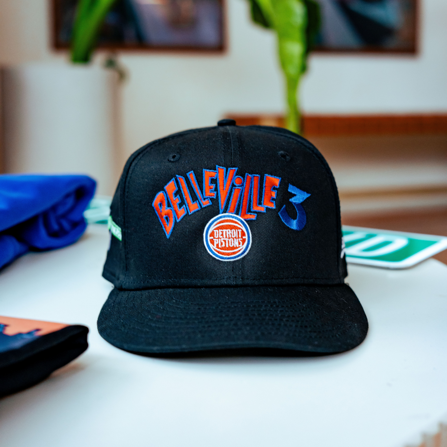 Detroit Pistons The Belleville Three New Era 5950 Hat in Black - Front View