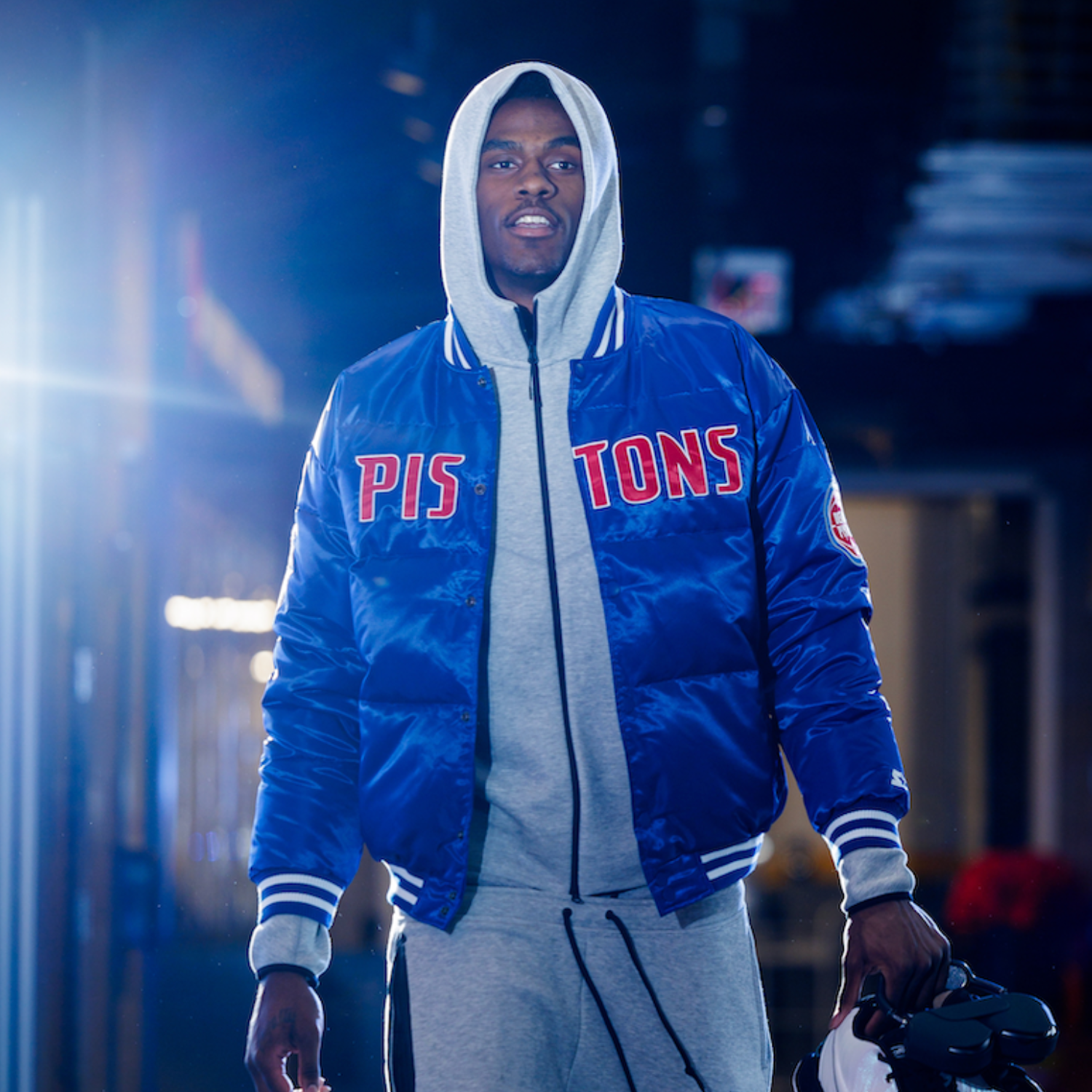 PISTONS X TY MOPKINS DETROIT PISTONS DOWN BUBBLE JACKET Pistons