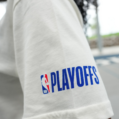 Detroit Pistons Playoffs '26 Stars T-Shirt in White - Sleeve Detail View