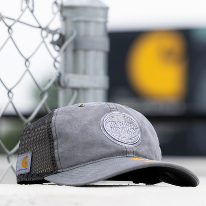 Detroit Pistons 47 Brand x Carhartt Washed Trucker Hat in Grey - Front View