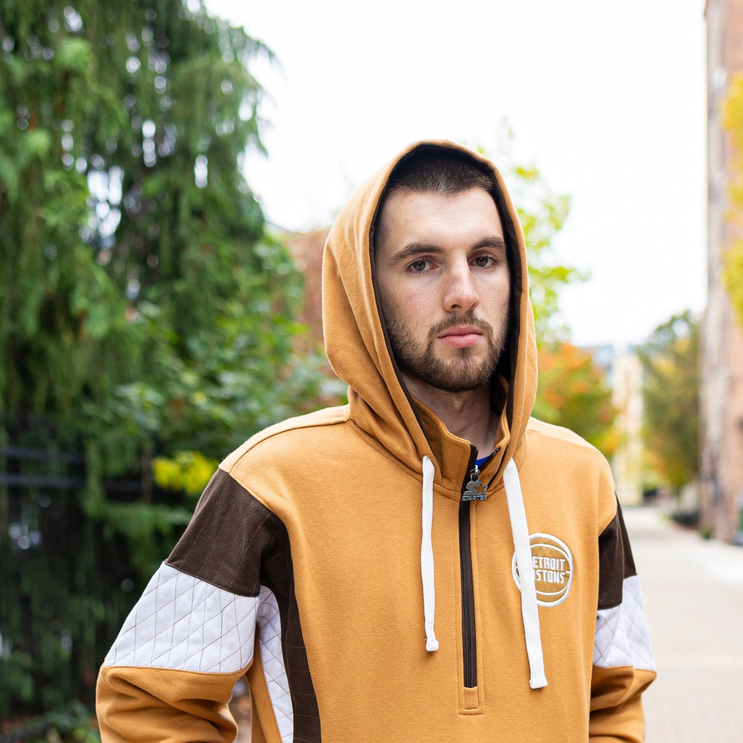 Detroit Pistons Starter Quarter-Zip Shot Gun Hoodie