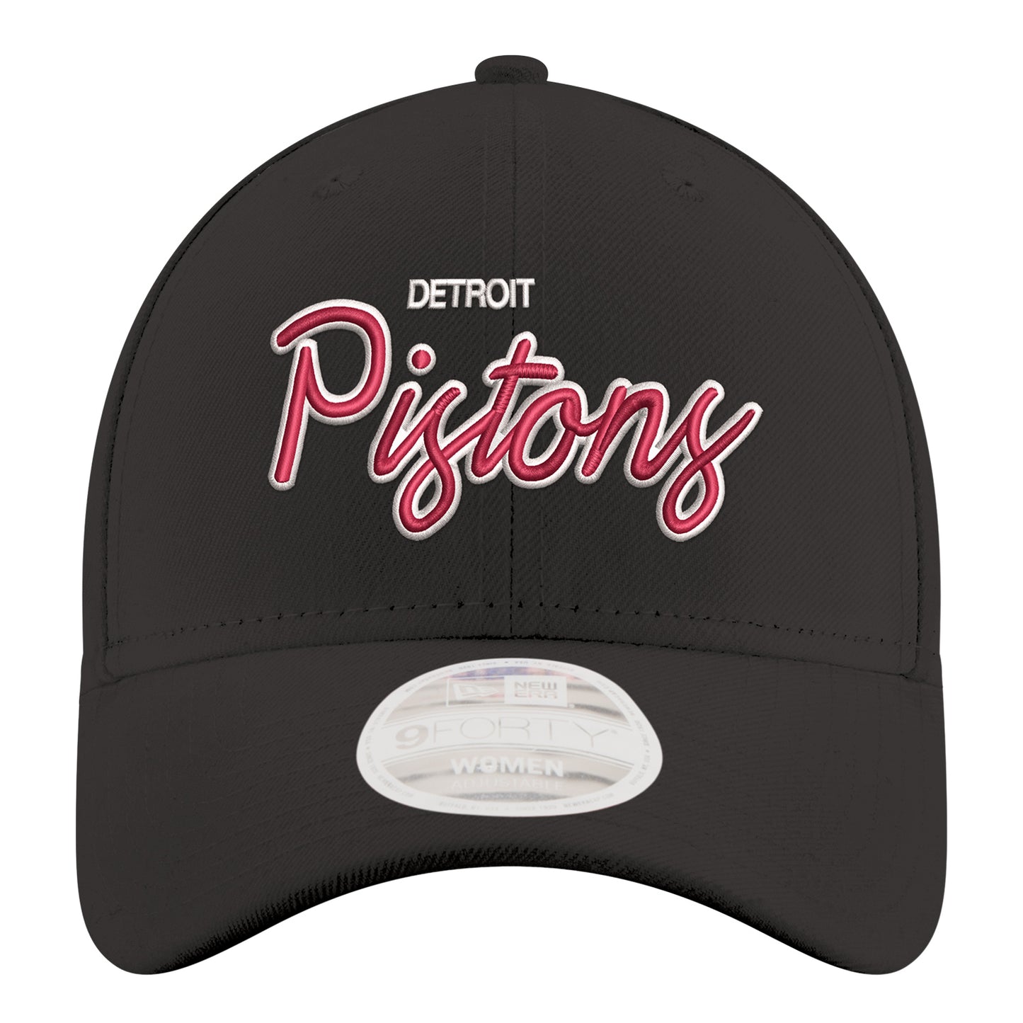 Ladies Detroit Pistons New Era 920 Metallic Script Hat in Black - Front View