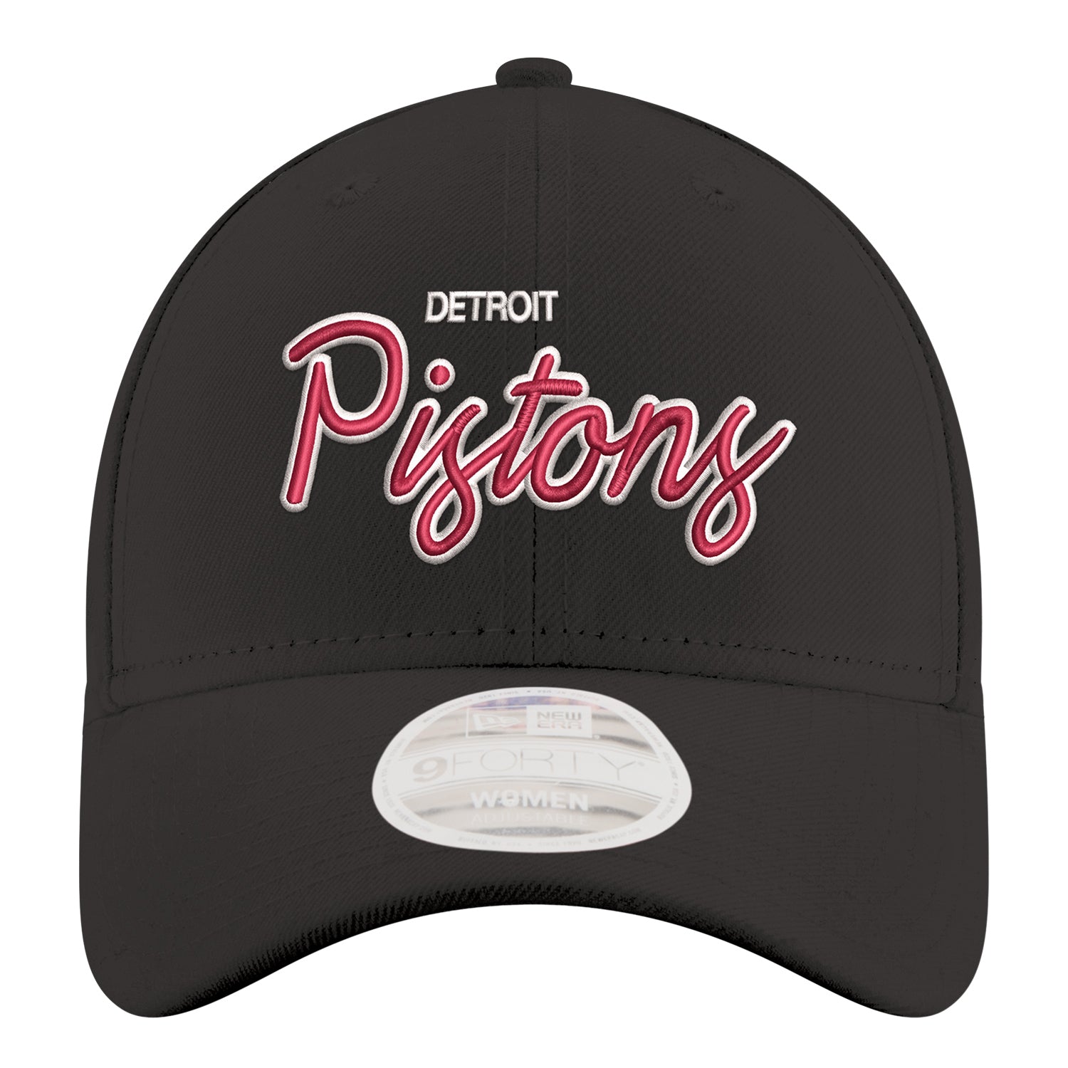 Ladies Detroit Pistons New Era 920 Metallic Script Hat in Black - Front View