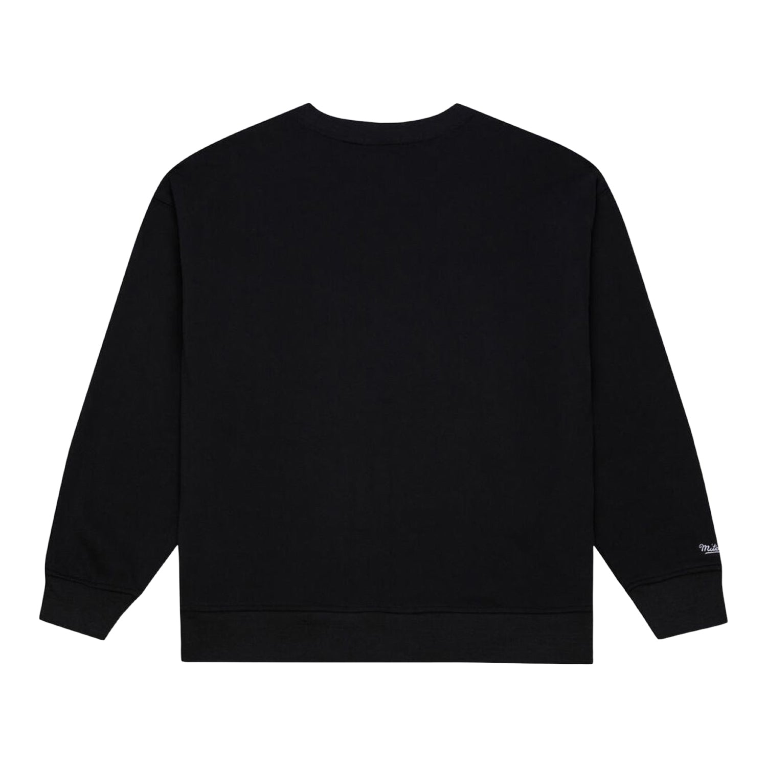 Ladies Detroit Pistons Mitchell & Ness Script Lightweight Crewneck Sweatshirt in Black - Back View