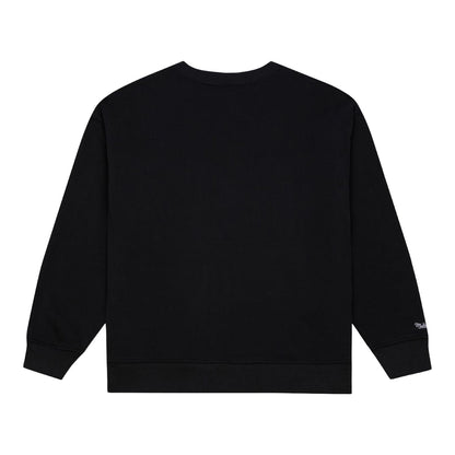 Ladies Detroit Pistons Mitchell & Ness Script Lightweight Crewneck Sweatshirt in Black - Back View