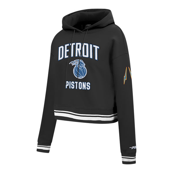 Ladies Detroit Pistons Pro Standard Rib Fleece Crop Sweatshirt in black - Front Right View