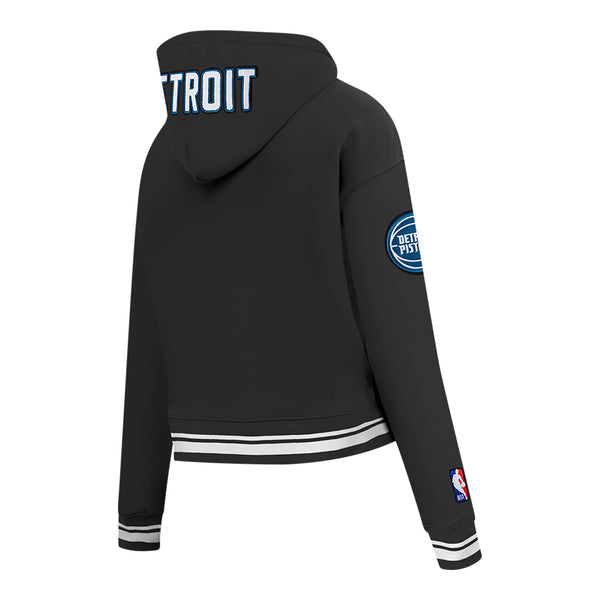Ladies Detroit Pistons Pro Standard Rib Fleece Crop Sweatshirt in black - Back Left View