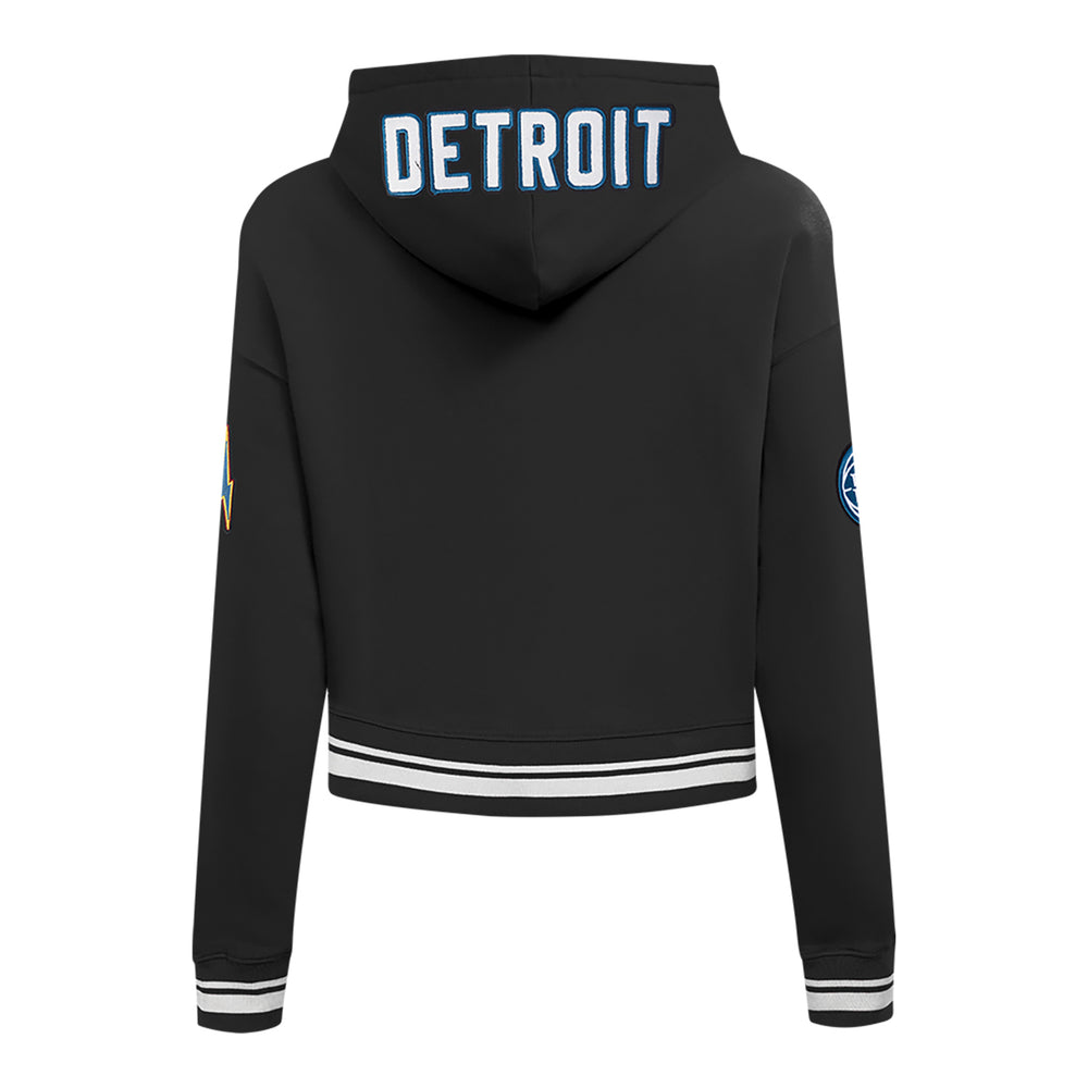 Ladies Detroit Pistons Pro Standard Rib Fleece Crop Sweatshirt in black - Back View