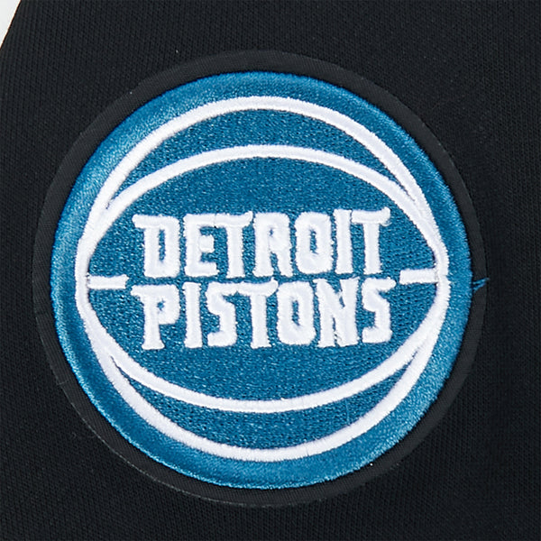 Ladies Detroit Pistons Pro Standard Rib Fleece Crop Sweatshirt in black - Sleeve Logo Detail