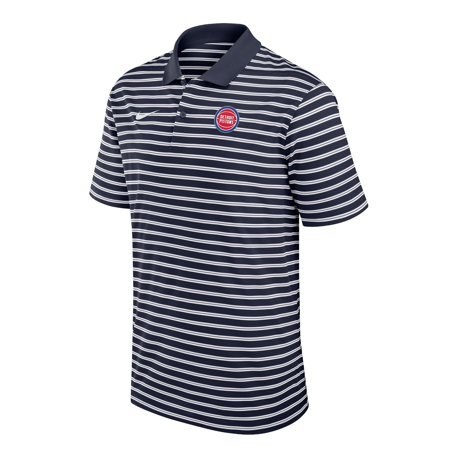 Detroit Pistons Nike Victory Striped Polo in Navy - Front View