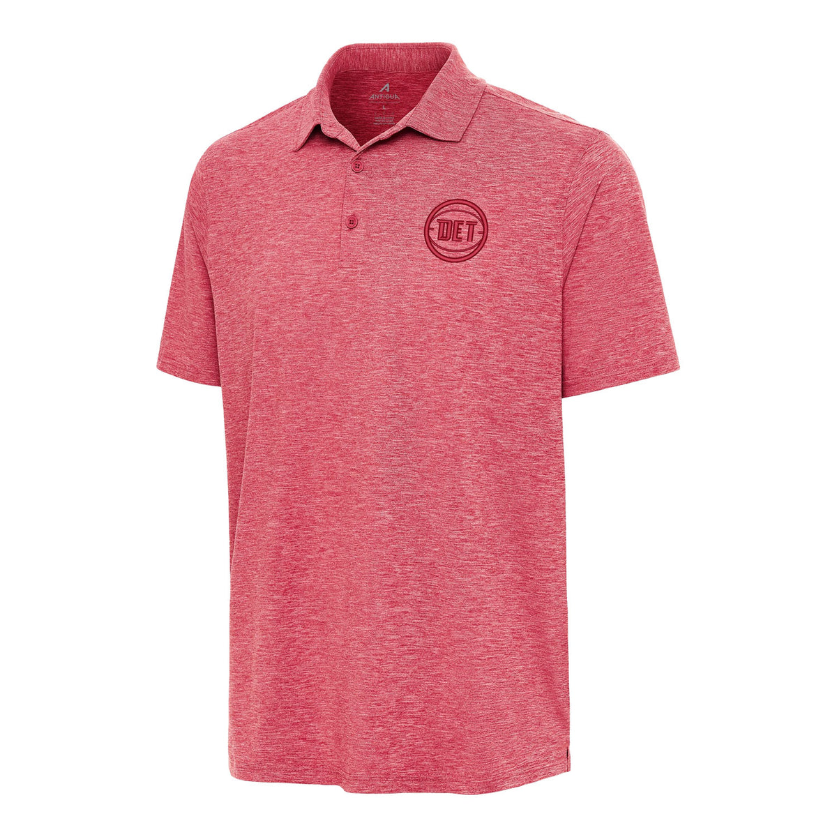 Detroit Pistons Antigua Par 3 Tonal Red Polo in Red - Front View