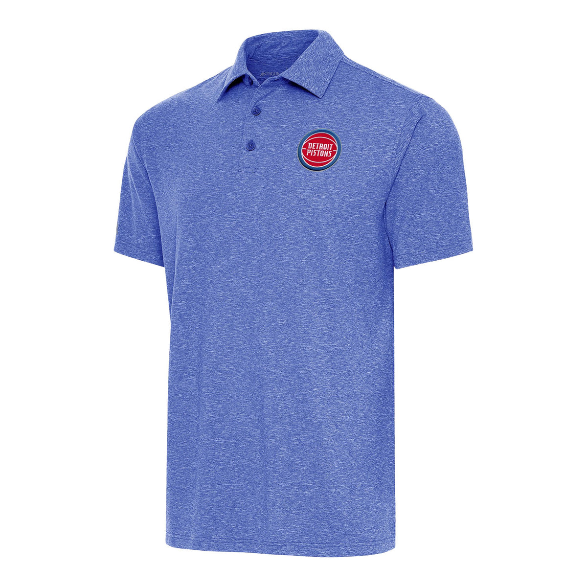 Detroit Pistons Antigua Par 3 Primary Blue Polo - Front View