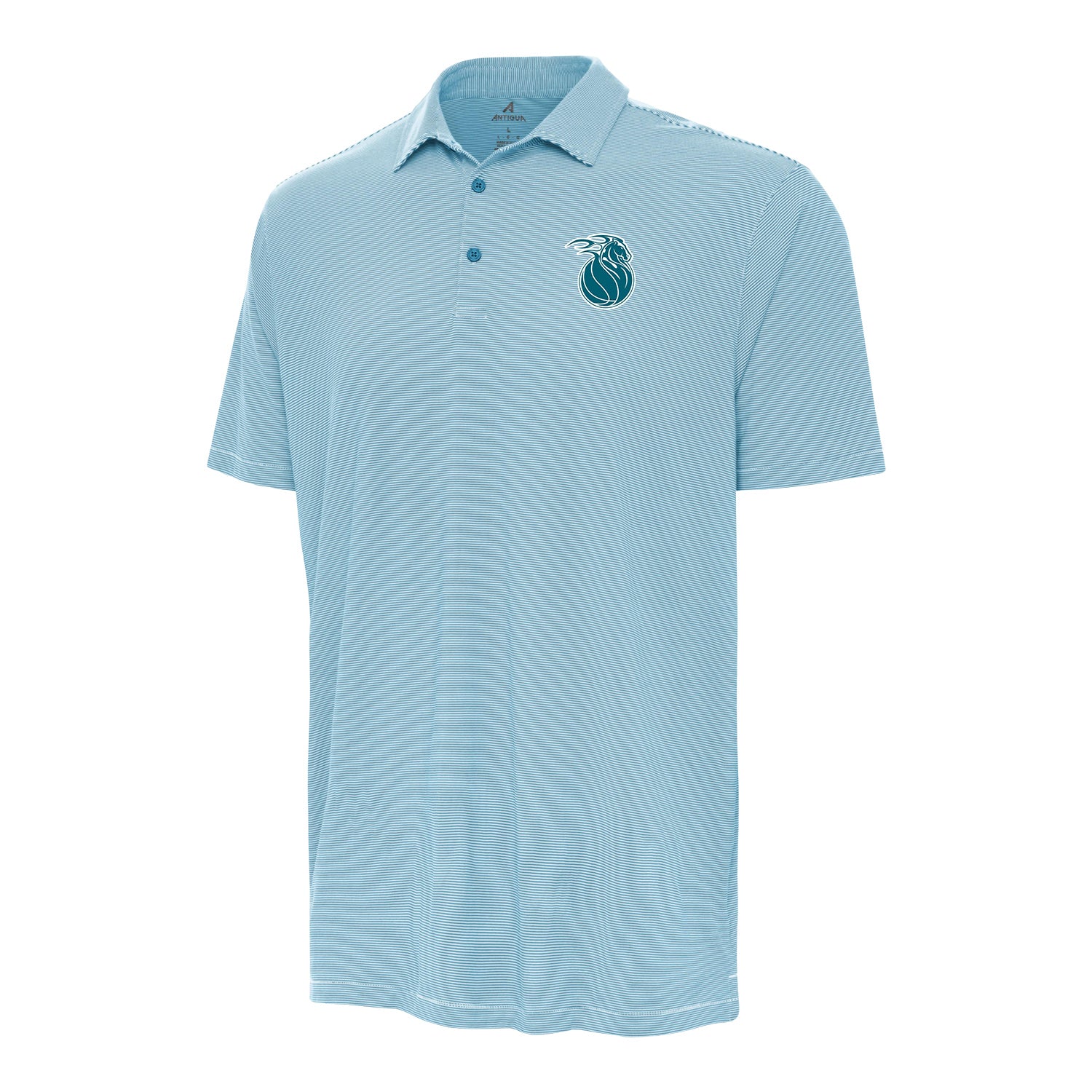 Detroit Pistons City Edition Antigua Twine Striped Polo in Blue - Front Left View