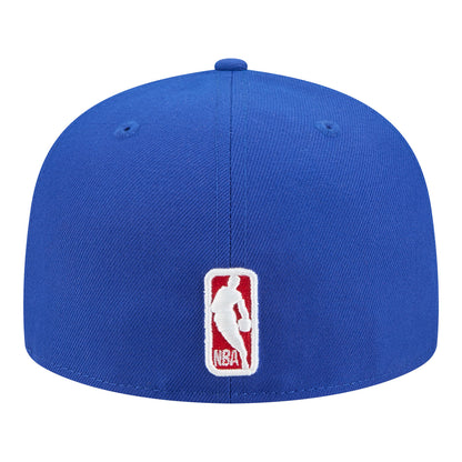 Detroit Pistons New Era 5950 Tri-Logo Fitted Hat in Blue - Back View 