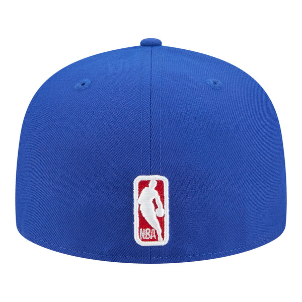 Detroit Pistons New Era 5950 Tri-Logo Fitted Hat in Blue - Back View 