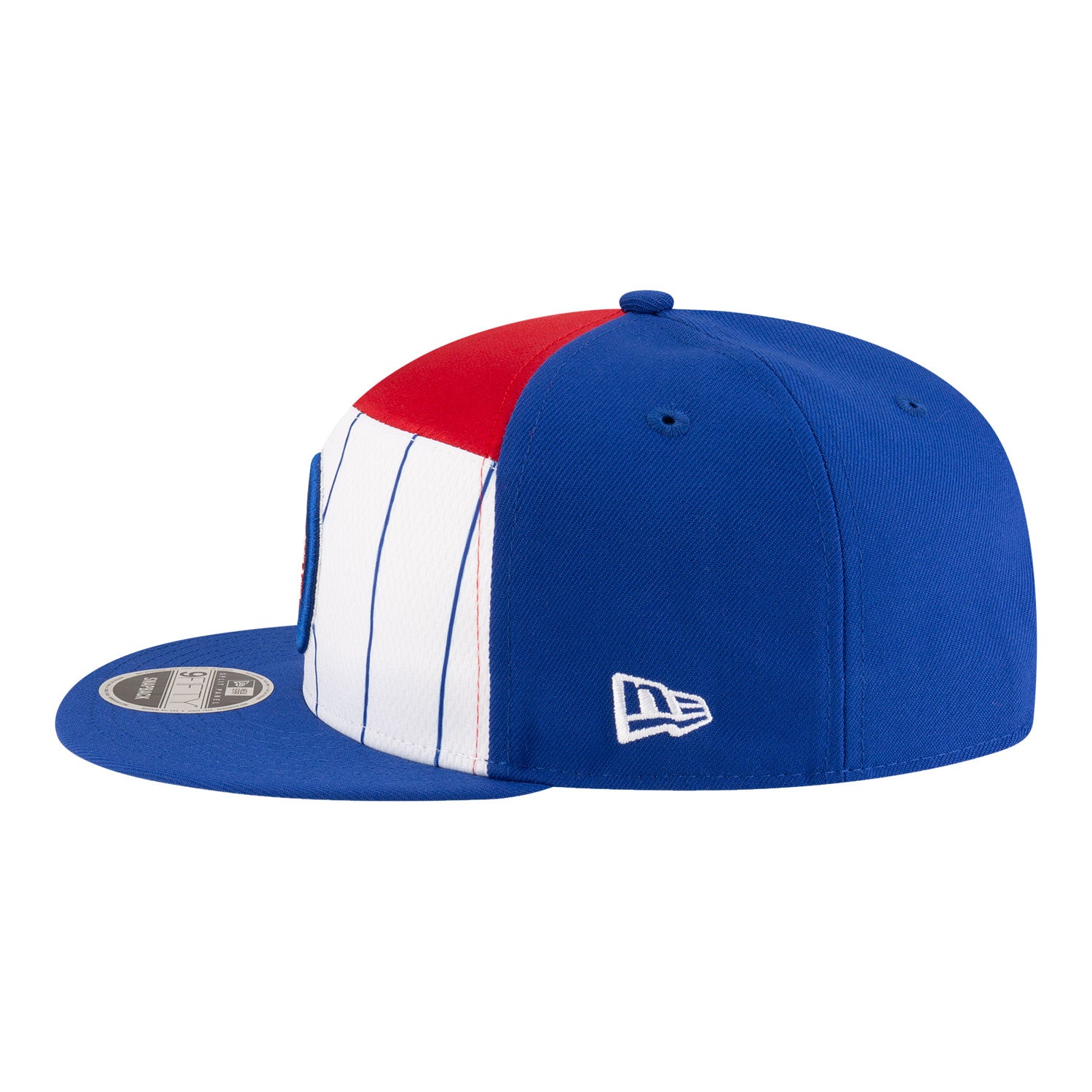 Detroit Pistons New Era 950SP 2025-26 Tip-Off Hat in Red White and Blue - Left Side View