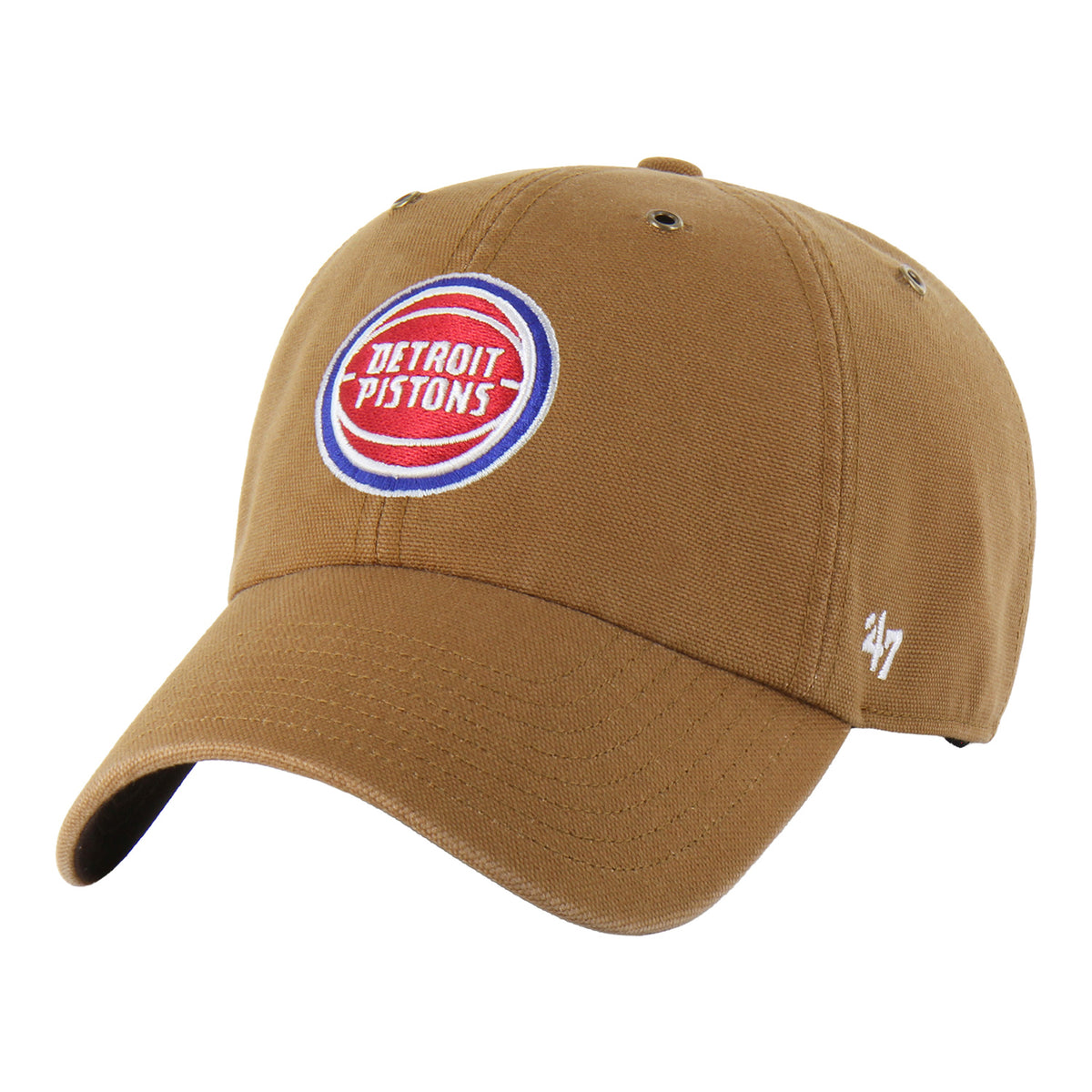 Detroit Pistons 47 Brand Carhartt Clean Up Hat in Brown - Front Left View