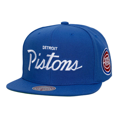 Detroit Pistons Mitchell & Ness Head Coach Snapback in Blue - Front View