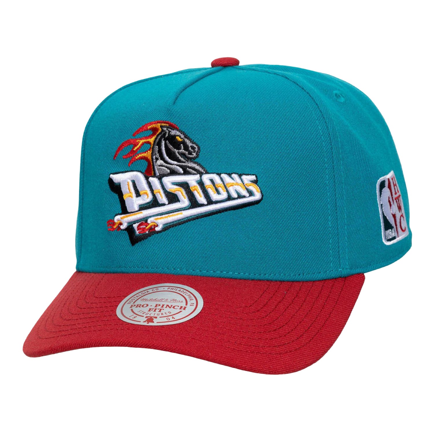 Detroit Pistons Mitchell & Ness Legendary Hardwood Classic Snapback in Blue - Front Left View