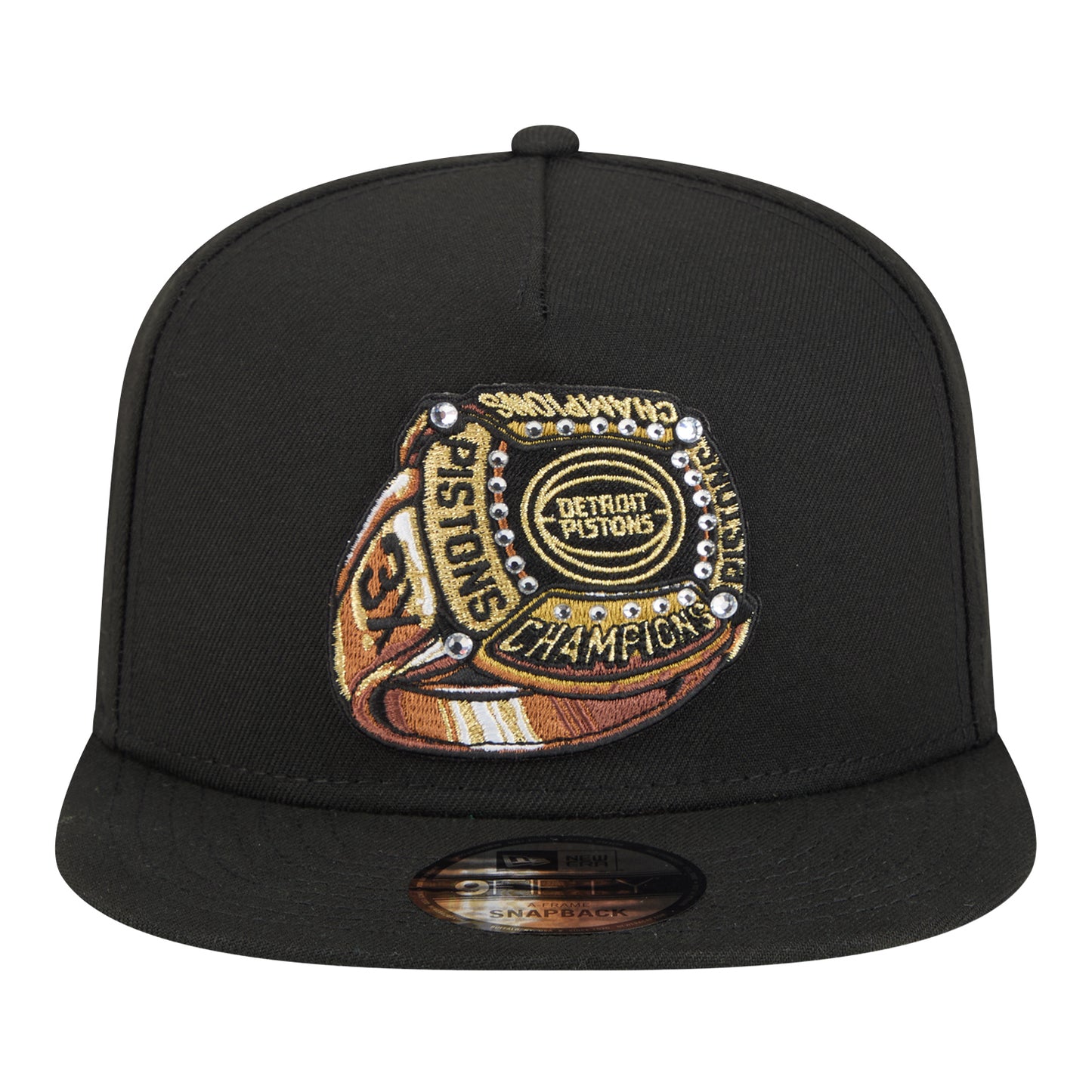 Detroit Pistons New Era 3 Times Champ Ring 950AF Snapback in Black - Front View