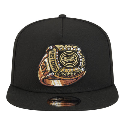 Detroit Pistons New Era 3 Times Champ Ring 950AF Snapback in Black - Front View