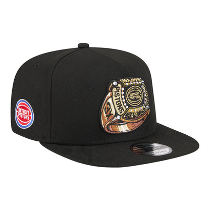 Detroit Pistons New Era 3 Times Champ Ring 950AF Snapback in Black - Front Right View